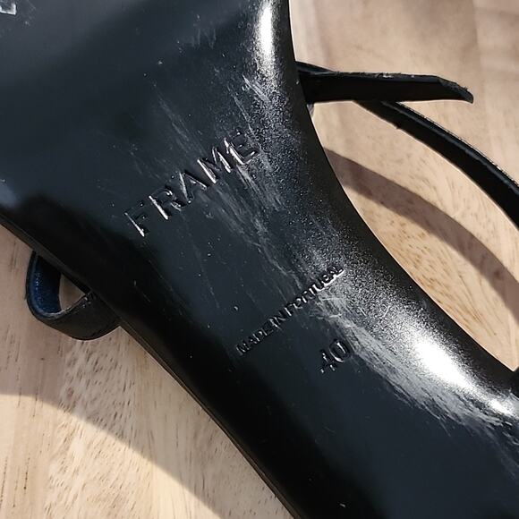 FRAME LE BRAXTON SANDAL SQUARE TOE ANKLE STRAP HEEL BLACK NOIR SIZE 40 - Picture 11 of 16